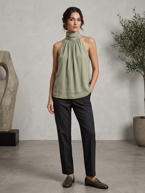 Joie Tops - Joie Sage Green High-Neck Sleeveless Blouse